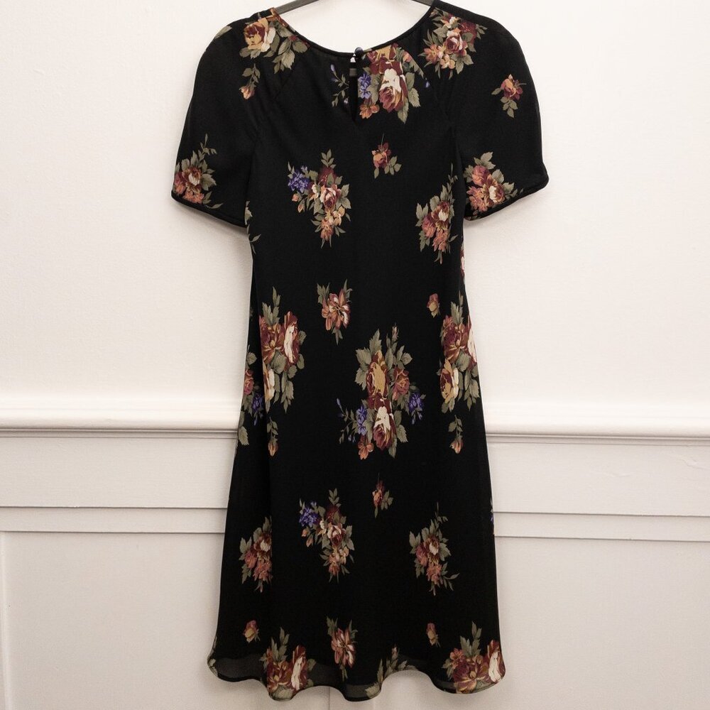 Liz Claiborne Black Floral Midi Dress